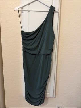 Express draped green dress large NWOT